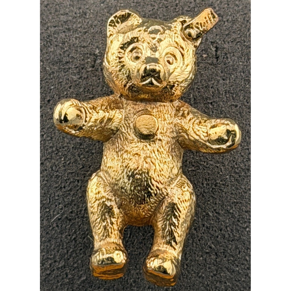 Vintage Steiff Brooch 80 Jahre Teddy Bear Pin Germany w Original Box 1"
